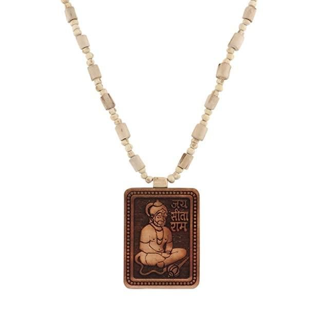 Original & Natural Wood Tulsi Kanthi Mala With Lord Hanuman Pendant (Pack of 2)
