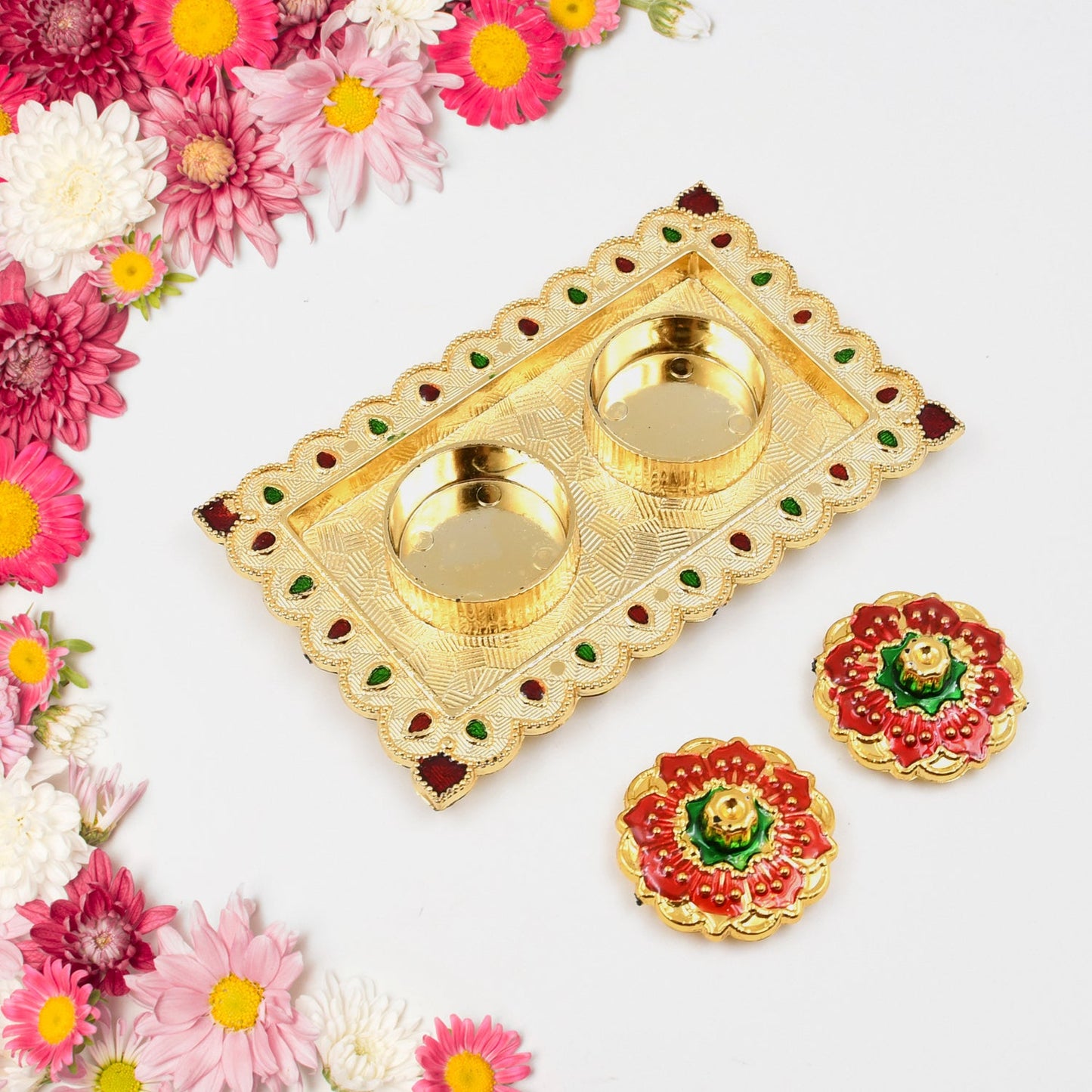 Tray Shape Special Puja Thali (1 Pc Mix Design)
