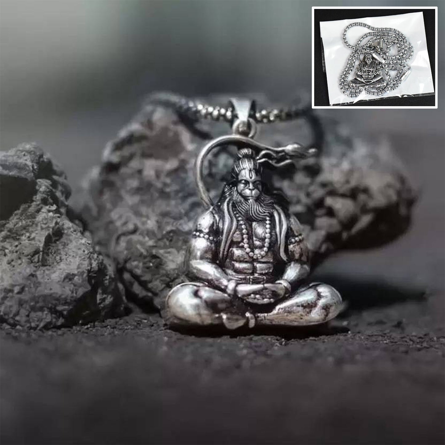Hanuman Ji Pendant with Chain for Men And Women (1 Pc)